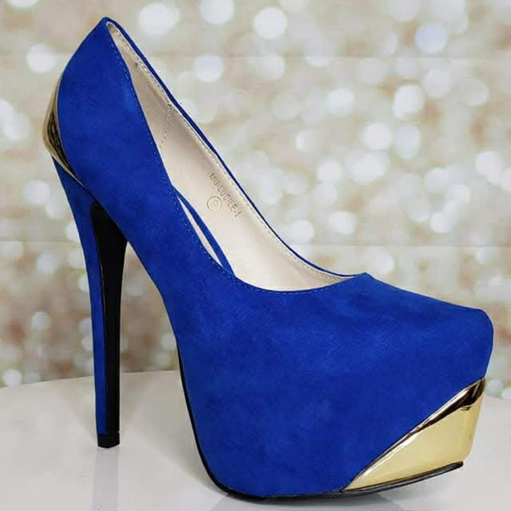 Charlotte Russe Blue & Gold Pump